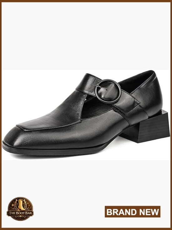 Amazon.com | Women Chunky Heel Mary Jane Pumps Faux Leather Comfortable Dress Shoes Women Square